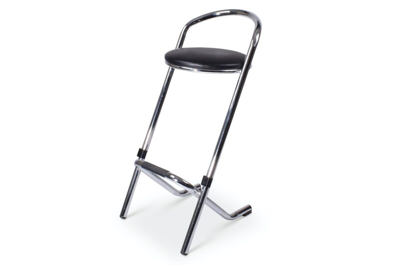 Barkruk Stapelbaar Chrome - Naxos | Zwarte zitting