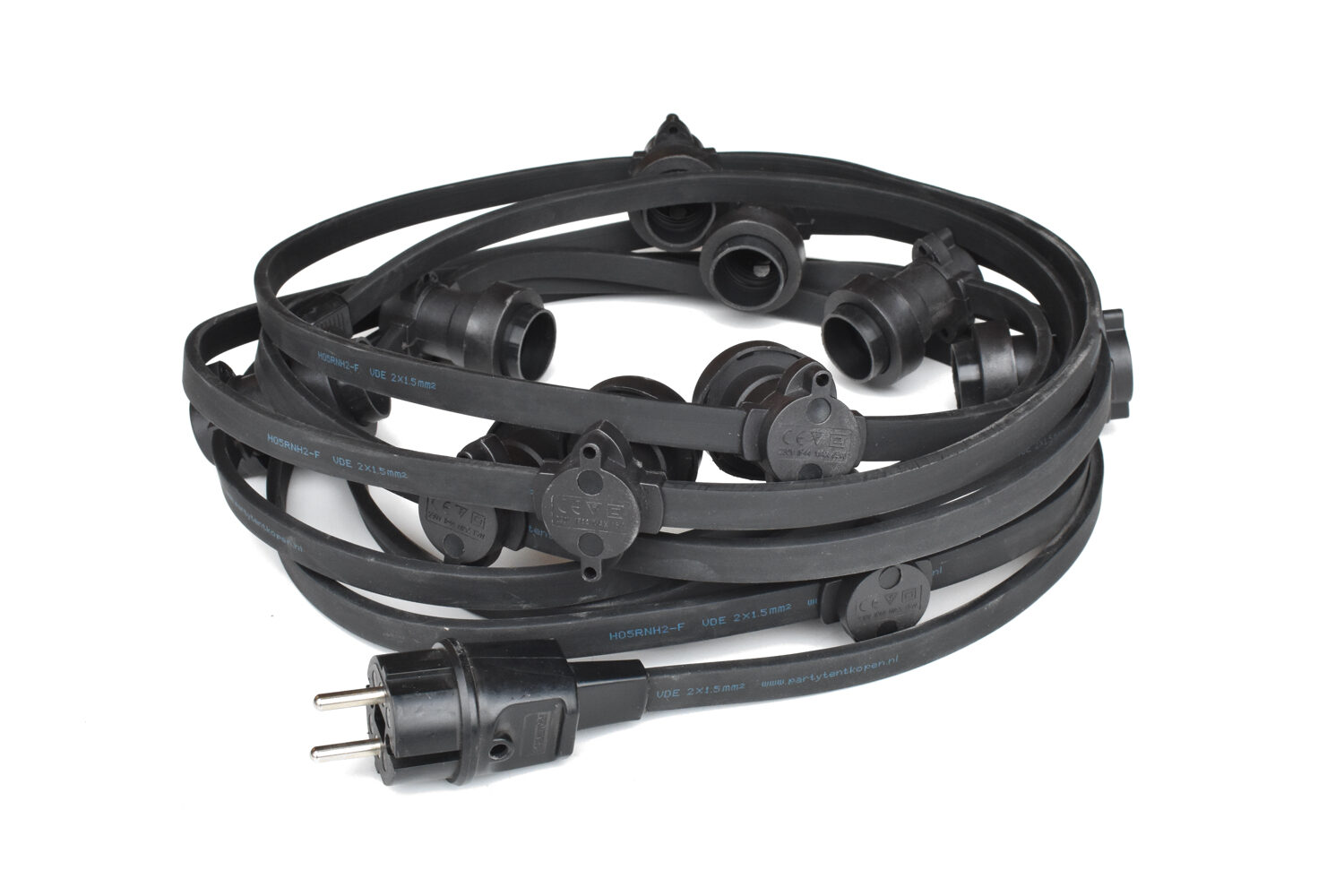 Prikkabel 5 meter | met 5 of 10 fittingen | Zwart