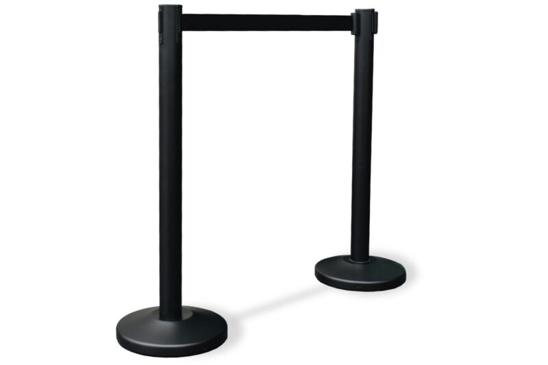 2x Afzetpaal | Mat zwart - 2 meter  band