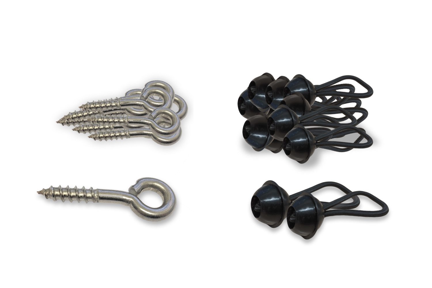Schroefogen + Elastieken zwart | set 10 stuks