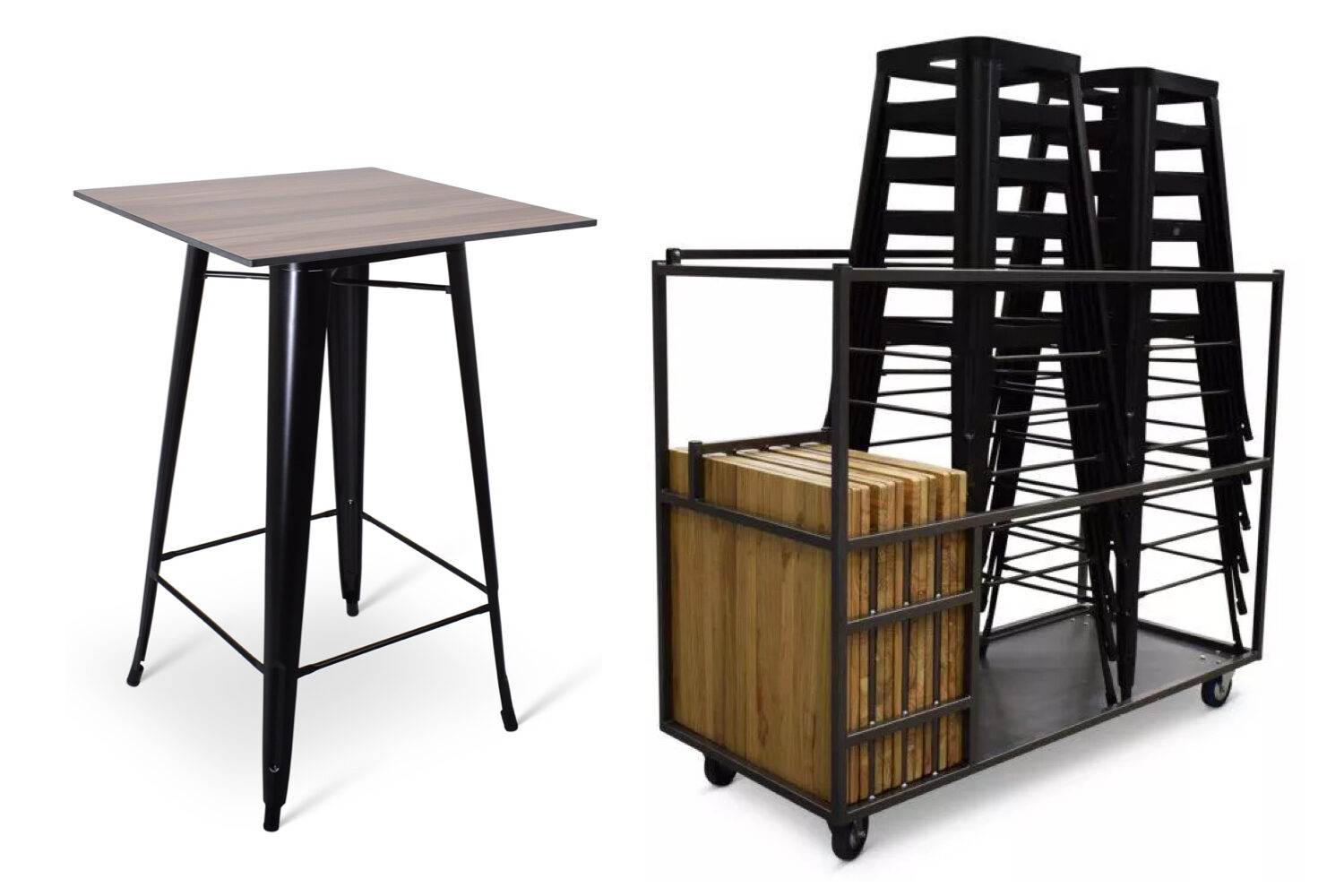 Supercombi - 12x statafel Hamburg naar keuze + trolley