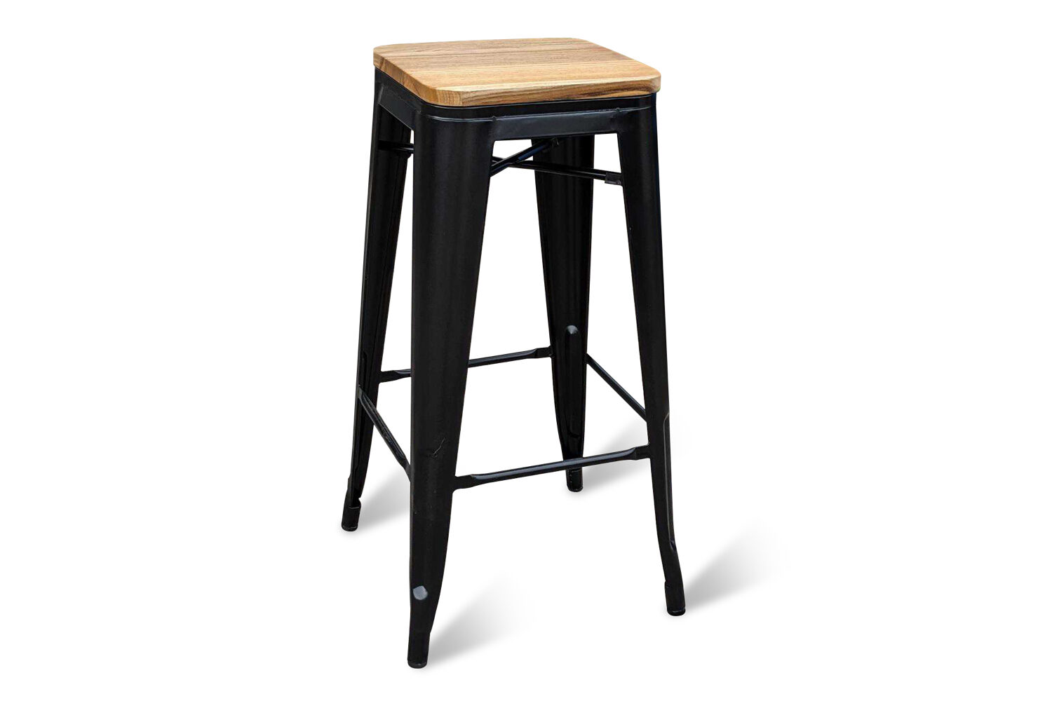 Barkruk stapelbaar metaal met houten zitting | Hamburg