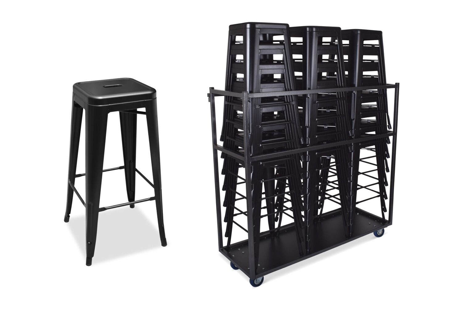 Supercombi - 24x barkruk hamburg zwart + trolley