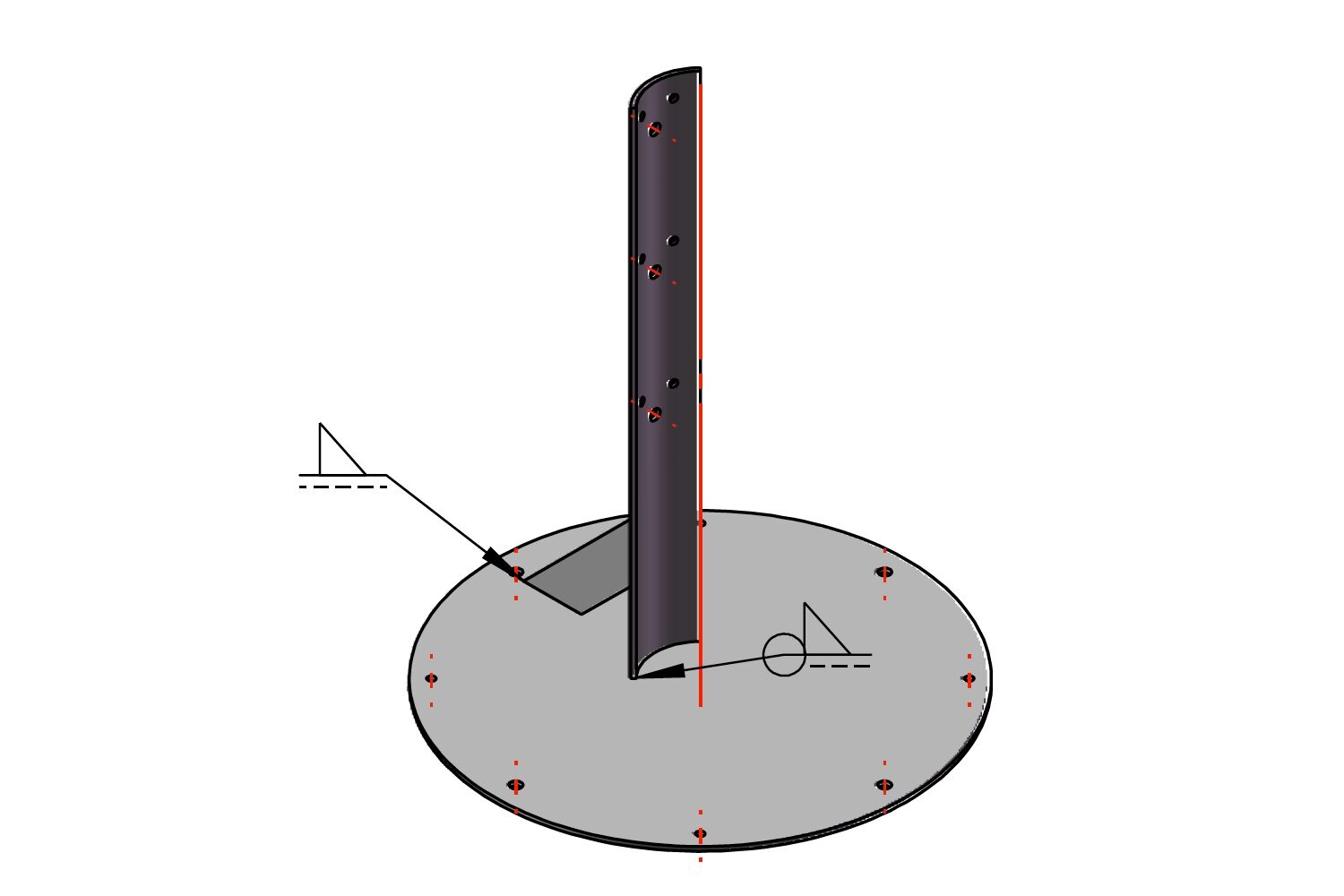 Voetplaat voor stretchtent middenpalen